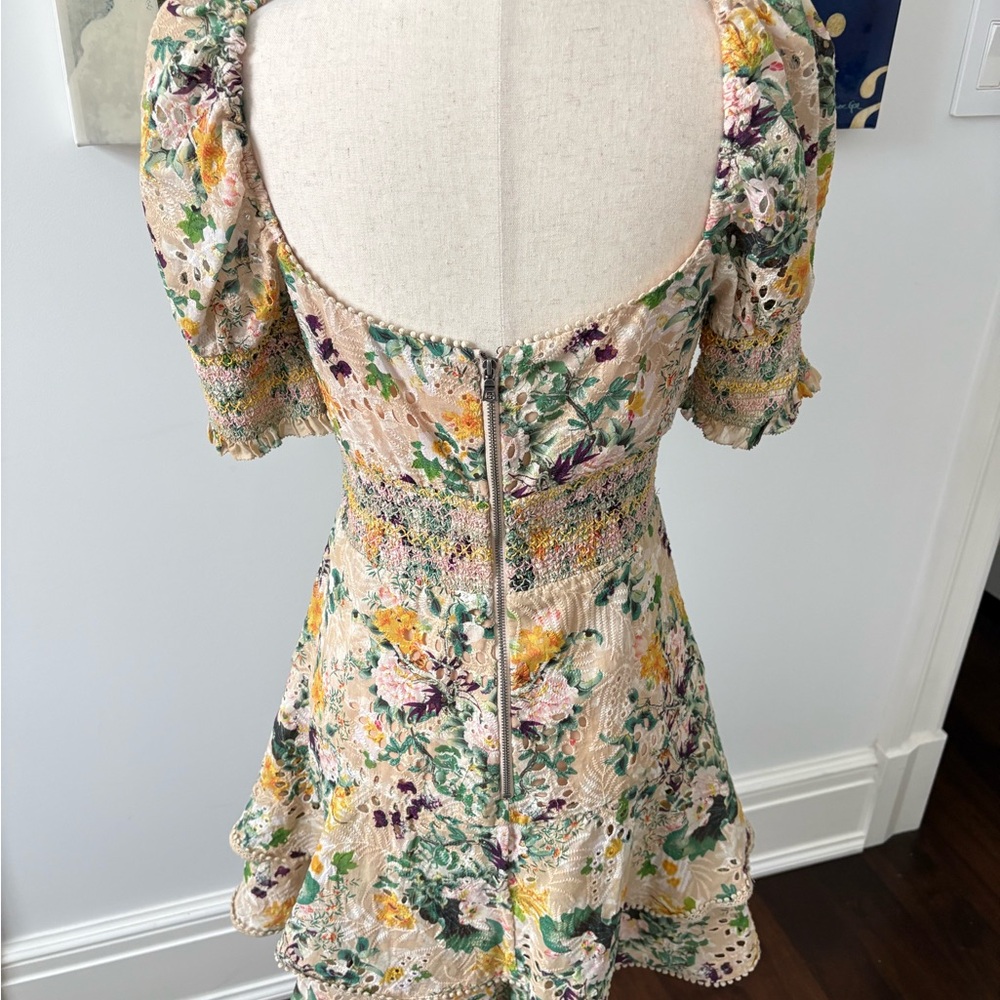 Alice + Olivia Floral Mini Dress with Puff Sleeves - Picture 6 of 8